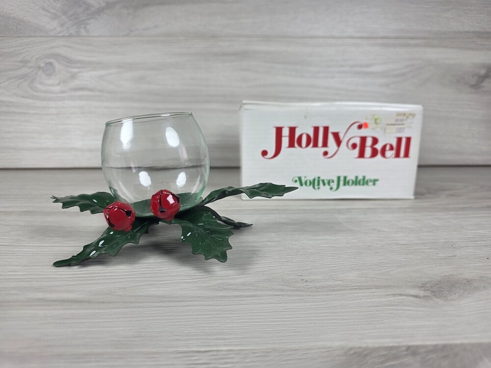Department 56 Holly Bell Votive Holder Glass and Metal Christmas Candle 195